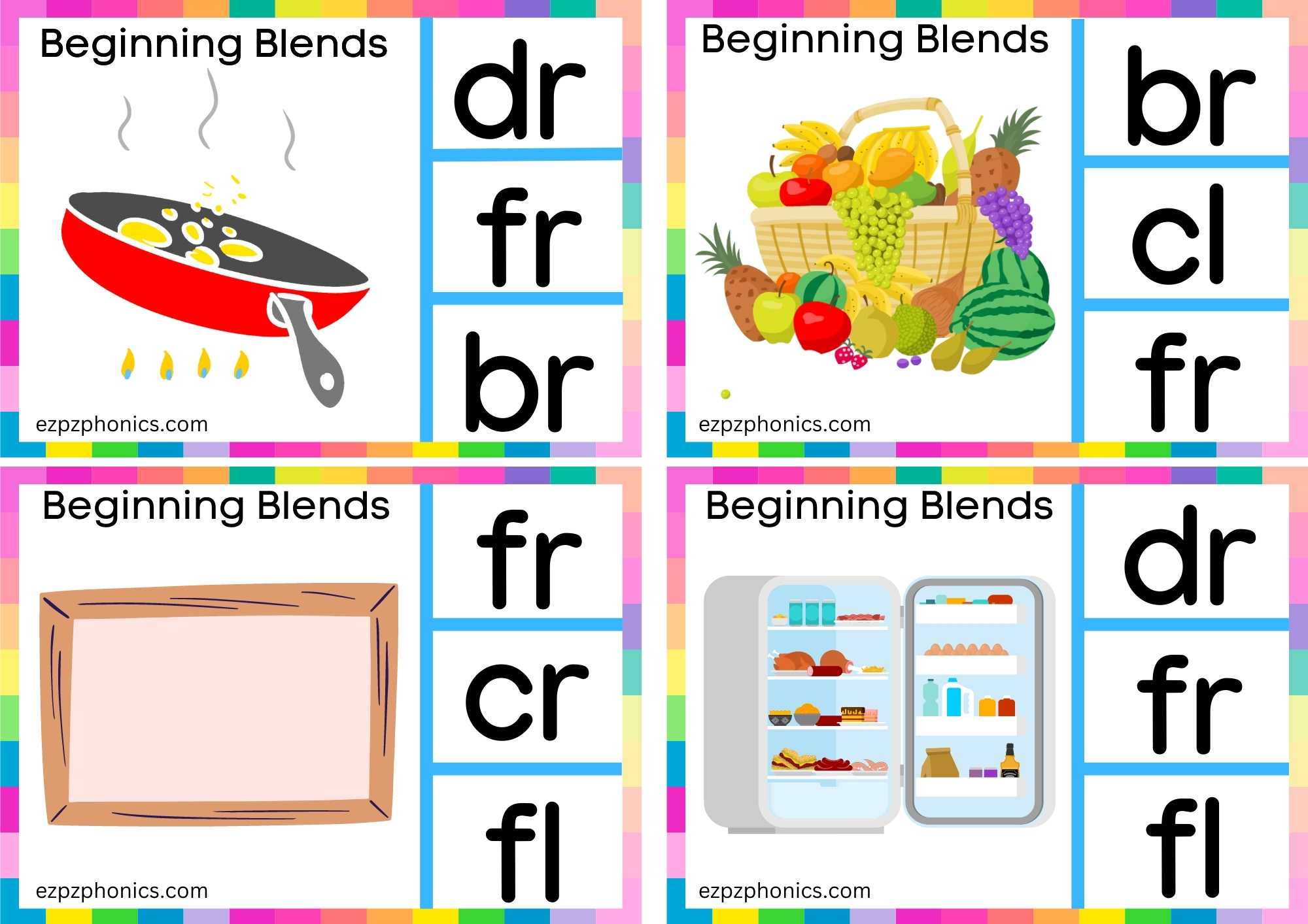 FR Beginning Blends Clip Cards Look At The Images And Clip The Correct Letters Set 1